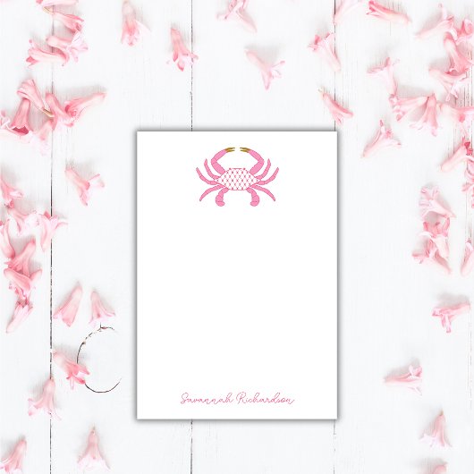 Custom Pink Crab, Coastal Sticky Notes ポストイット