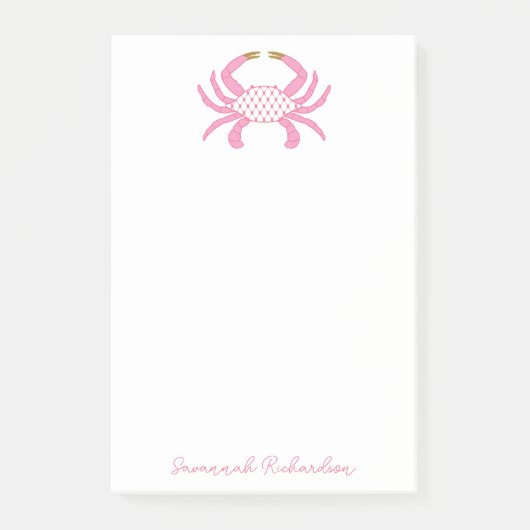 Custom Pink Crab, Coastal Sticky Notes ポストイット (正面)