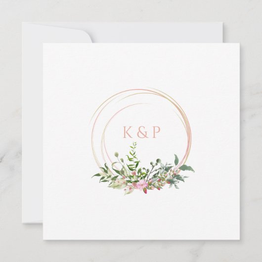 Custom Pink Elegant Garland Wreath Wedding Party 招待状 (裏面)