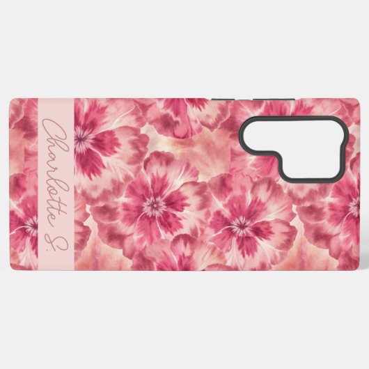 Custom Pink Floral Coquette Samsung Galaxyケース (裏面横)