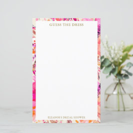 Custom Pink Floral Guess the Dress Bridal Game
