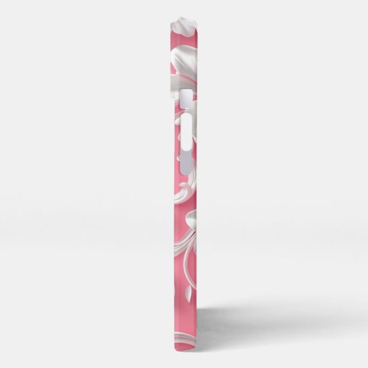 Custom Pink Floral iPhone Case| Cute| Pink & White iPhoneケース (左側面)