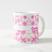Custom Pink Floral Name Coffee Mug ジャンボコーヒーマグカップ (正面右)