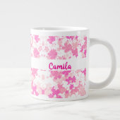 Custom Pink Floral Name Coffee Mug ジャンボコーヒーマグカップ (右)