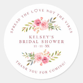 Custom Pink Garland Wreath Bridal Shower Sanitizer ラウンドシール