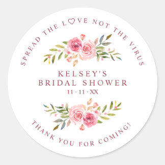 Custom Pink Garland Wreath Bridal Shower Sanitizer ラウンドシール