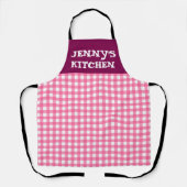 CUSTOM PINK GINGHAM KITCHEN APRON エプロン (正面)
