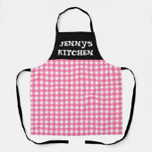 CUSTOM PINK GINGHAM KITCHEN APRON エプロン (正面)