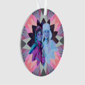 Custom Pink Gray Christmas Star Family Photo Gift オーナメント (正面)