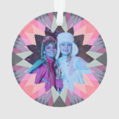 Custom Pink Gray Christmas Star Family Photo Gift オーナメント (裏面)