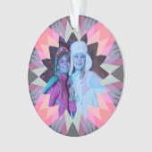 Custom Pink Gray Christmas Star Family Photo Gift オーナメント (正面)