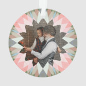 Custom Pink Gray Christmas Star Family Photo Gift オーナメント (裏面)