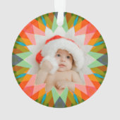 Custom Pink Green Christmas Star Photo Gift Tree オーナメント (裏面)