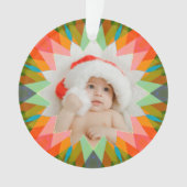 Custom Pink Green Christmas Star Photo Gift Tree オーナメント (正面)