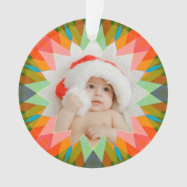 Custom Pink Green Christmas Star Photo Gift Tree オーナメント