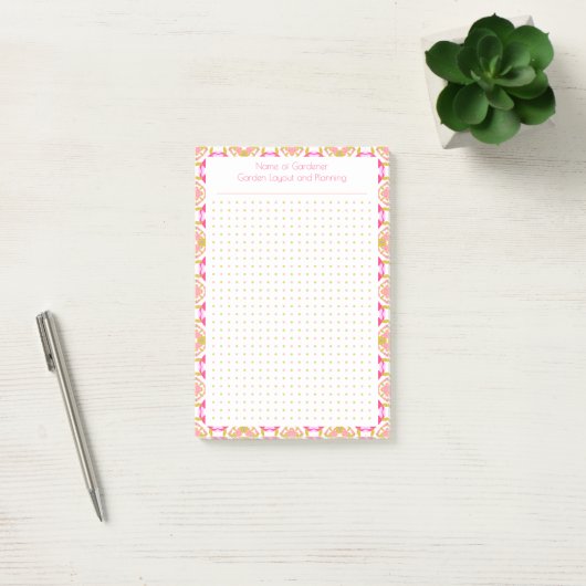 Custom Pink Green Dot Grid Garden Layout Planner ポストイット (オフィス)