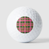 Custom Pink & Green Plaid Golf Balls ゴルフボール (正面)
