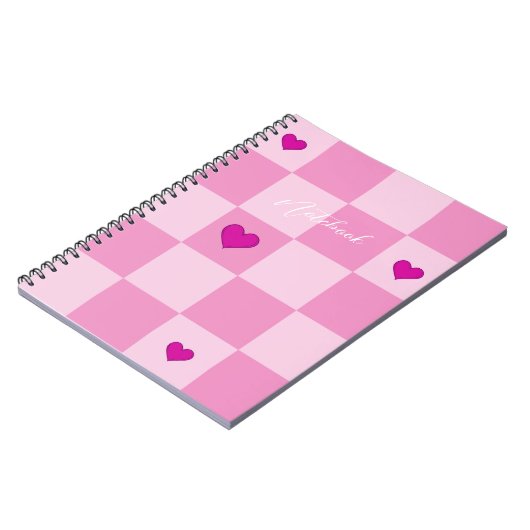Custom Pink Heart Notebook ノートブック (左側)
