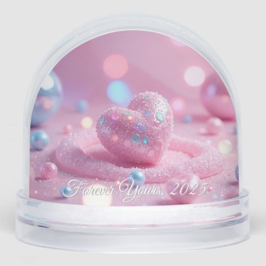 💖Custom Pink Heart Snow Globe –Romantic Gift Idea (正面)