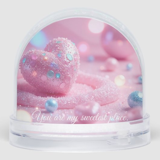 💖Custom Pink Heart Snow Globe –Romantic Gift Idea (裏面)