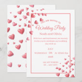Custom Pink Heart Wedding Invitation Card 招待状 (正面/裏面)