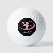 Custom Pink Ladies Monogram Name Golfer  ゴルフボール (正面)