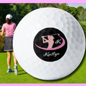 Custom Pink Ladies Monogram Name Golfer  ゴルフボール