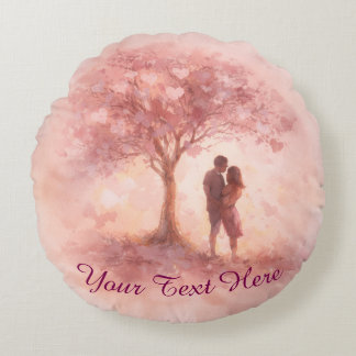 Custom Pink Love Tree Round Pillow ラウンドクッション