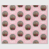 Custom Pink Merry Christmas One Circle Photo ラッピングペーパー (フラット)