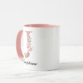 Custom Pink Monogram Mug Gift for Girls and Kids マグカップ (正面左)