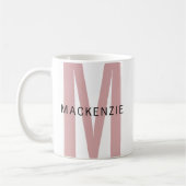 Custom Pink Monogram Mug Gift for Mom or Grandma コーヒーマグカップ (左)