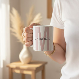 Custom Pink Monogram Mug Gift for Mom or Grandma コーヒーマグカップ