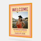Custom Pink Orange Photo Graduation Welcome アクリルサイン (傾斜)