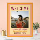 Custom Pink Orange Photo Graduation Welcome アクリルサイン (ウェディング)