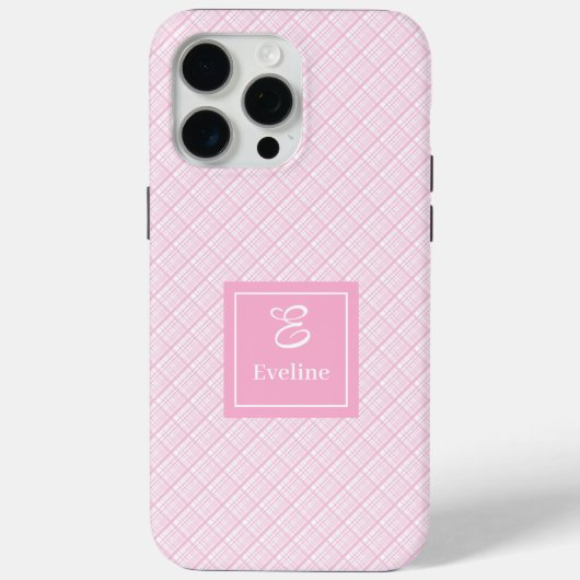 Custom Pink Plaid iPhone Case Elegant Phone Cover Case-Mate iPhoneケース (裏面)