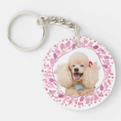 Custom Pink Poodle Silhouette and Photo Keychain キーホルダー (正面)