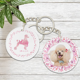 Custom Pink Poodle Silhouette and Photo Keychain キーホルダー
