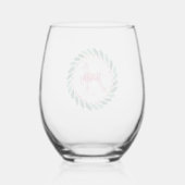 Custom Pink Poodle Silhouette Christmas Wine Glass ステムなしワイングラス (裏面)