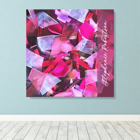 Custom Pink Purple Red Abstract 3D Effect Maximal キャンバスプリント (インサイチュ (ウッドフロア))