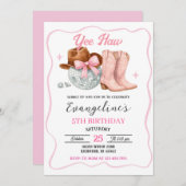 Custom Pink Rodeo Space Cowgirl Disco Birthday 招待状 (正面/裏面)