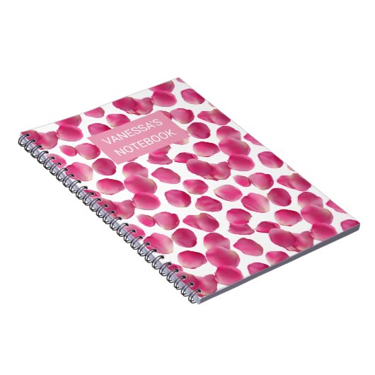 Custom Pink Rose Petals Pattern ノートブック (右側)