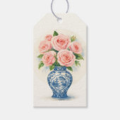 Custom Pink Roses in a Chinoiserie Vase ギフトタグ (正面)
