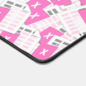 Custom Pink Spreadsheet Pattern Desk Mat デスクマット (コーナー)