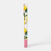 Custom Pink Stripes Summer Lemon Pattern iPhone 16ケース (左側面)