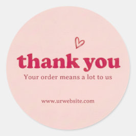 Custom Pink Thank You Business Sticker  ラウンドシール