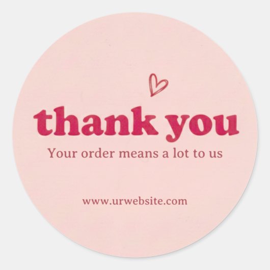 Custom Pink Thank You Business Sticker  ラウンドシール (正面)