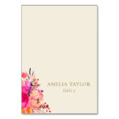 Custom Pink Watercolor Floral Wedding Place Card テーブルナンバー (正面)