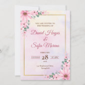 Custom Pink Watercolor Wedding Invitation 招待状 (正面)