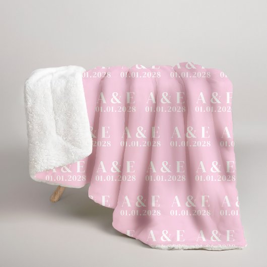 Custom Pink Wedding Blanket for Bride & Groom Gift シェルパブランケット