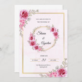 Custom Pink Wedding Invitation | Editable 招待状 (正面/裏面)